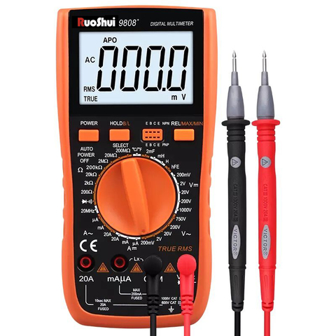 RuoShui Multimeter 9808+ High precision digital 2000uF capacimeter 10MHz Frequency temperature and inductance measuring with LCR ► Photo 1/6