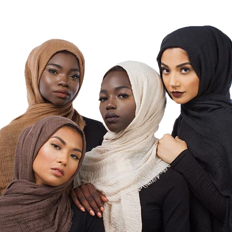 Women Cotton Viscose Maxi Crinkle Cloud Hijab Scarf Shawl Islam Muslim Scarves