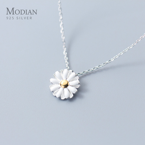 Modian 2022 New Brand Sun Daisy Flower Charm Necklaces Pendant Fashion Chain 925 Sterling Silver Jewelry For Women Present Gift ► Photo 1/5