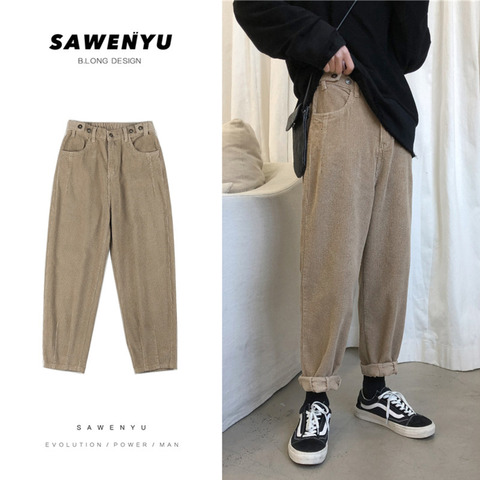 Corduroy Pants Men's Fashion Solid Color Retro Casual Straight Pants Men Streetwear Cotton Harem Pants Mens Trousers M-5XL ► Photo 1/6