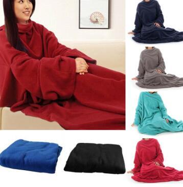 Women Men Warm Soft Coral Fleece Cuddle Snuggle Blanket with sleeves family winter warm wool blanket robe shawl with sleeves ► Photo 1/5