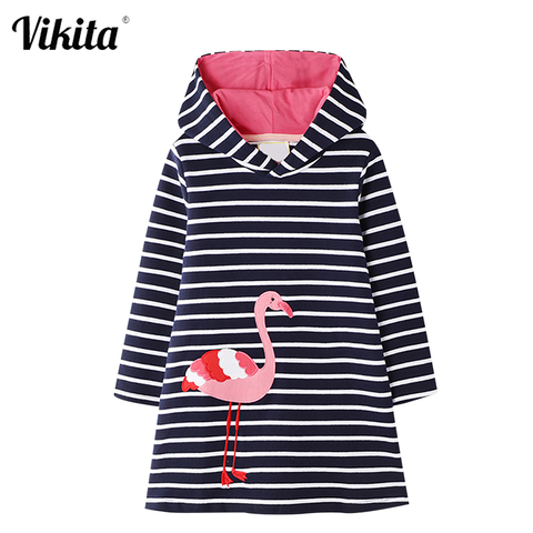 VIKITA Teenager Girls Dress Winter Long Sleeve Hoodies Thick Warm Flamingo Dresses for Girls Kids Unicorn Cartoon Clothes ► Photo 1/6