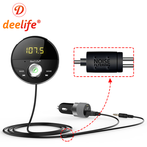 Deelife FM Modulator Transmitter Bluetooth Car Mp3 Player 3.5mm Jack AUX Adapter BT 5.0 Audio Receiver Handsfree Kit for Auto ► Photo 1/6