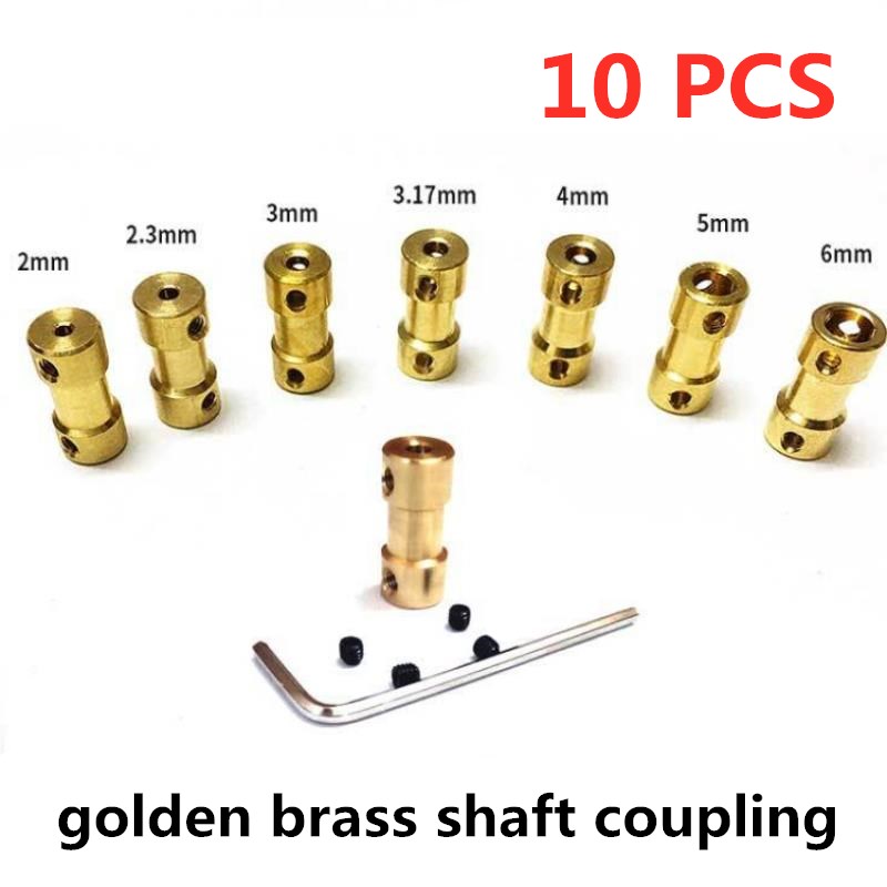 10pcs Brass Motor Connector Universal Joint Coupling RC Boat Car Shaft Coupler 