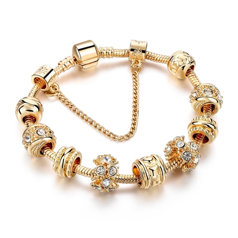 2022 Wholesale INS gold flower bead Bracelets&Bangles For Women Pulseira Feminina Charm Crystal Jewelry Trendy Bracelet BT200303 ► Photo 1/6