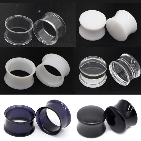 Alisouy fashion 2pcs White Black Transparent Acrylic Ear Tunnel Plug Ear Gauges Piercing Saddle Expander Stretcher Body Jewelry ► Photo 1/6