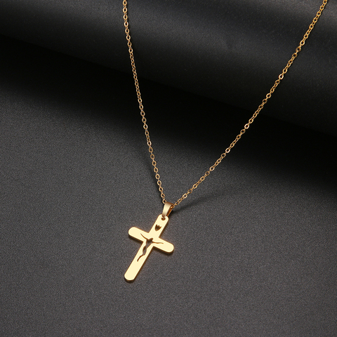 DOTIFI 316L Stainless Steel Necklace Simple Classic Fashion Jesus Cross Antique Chain Necklaces For Women Jewelry Gifts ► Photo 1/4