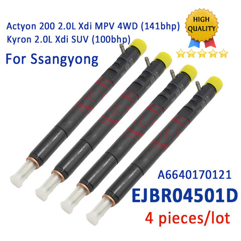 4PC Nozzle EJBR03401D Injector A6640170021 6640170221 EJBR04501D A6640170121 EJBR03301D For SSANGYONG Kyron Actyon JMC Euro 4/3 ► Photo 1/6