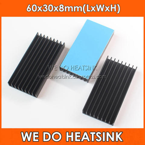 WE DO HEATSINK Silver / Black 60mm x 30mm x 8mm Aluminum Heatsinks IC Radiator 60x30x8mm With Thermal Adhesive Tape Applied ► Photo 1/6