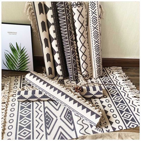 Cotton Soft Tassel Home Carpets for Living Room Bedroom Decorate Home Carpet Floor Door Mat Nordic Cotton LinenArea Rug Mats ► Photo 1/6