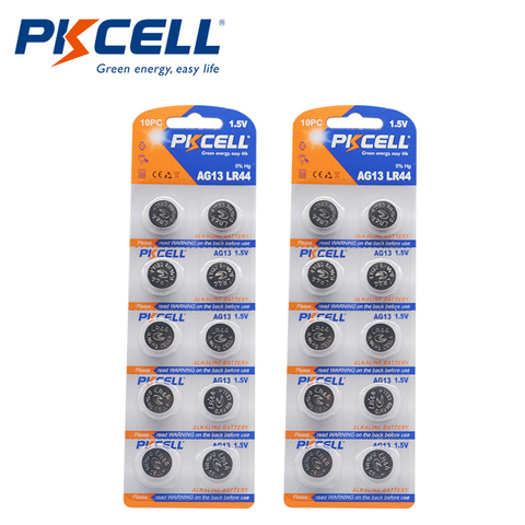 2PK/20Pcs PKCELL 1.5V AG13 LR44 Battery SR44 L1154 357 A76 Button Cell Batteries for thermometer ► Photo 1/6