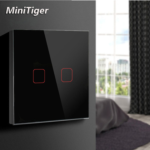 MiniTiger Touch Switch For LED Light Bulb AC 170-220V EU/UK Standard 3/2/1 Gang 1 Way Wall Touch Screen Switch Crystal Glass ► Photo 1/6