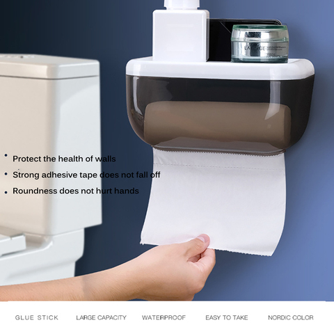 Wall mounted Bathroom Roll Paper Holder Waterproof Plastic Toilet Tissue  Boxes