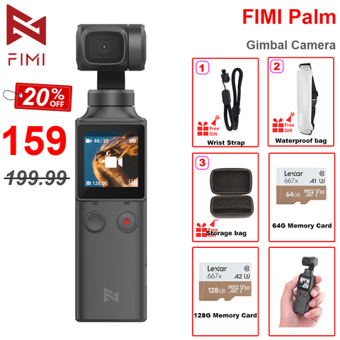 FIMI PALM 3-axis Handheld Gimbal Camera Stabilizer 128 Degree Wide Angle 4K UHD Micro Built-in Wi-Fi Bluetooth Control 240mins ► Photo 1/6