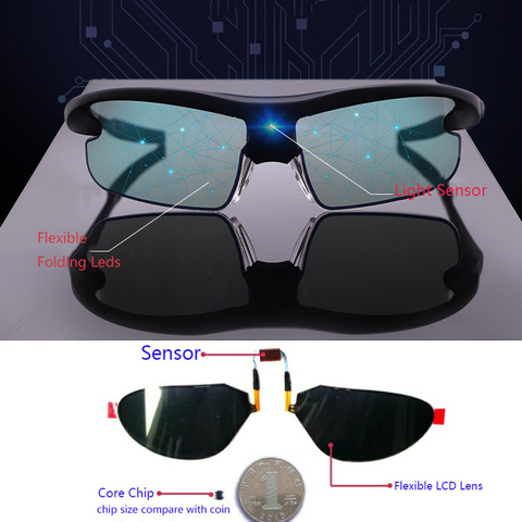 2022 Auto Dimming Smart Sunglasses Men Polarized Photochromic Discoloration Driving Sun Glasses Sport Solar Power Supply ► Photo 1/6