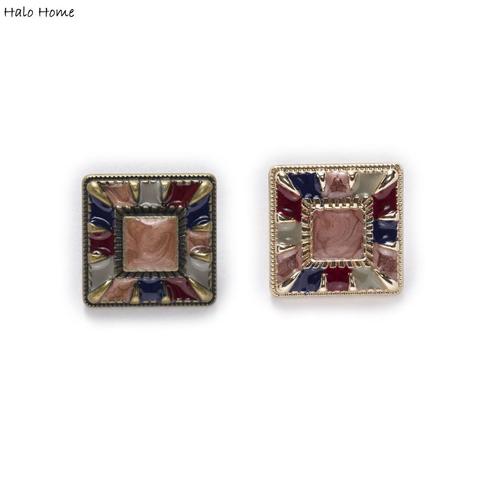 5pcs 2 Colors Enamel Sparkling Gold Square Metal Buttons Clothing Coat Bag Headwear Sewing Decorative Accessories 25mm ► Photo 1/3