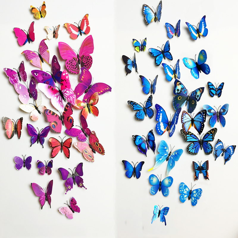 12 Pcs 3D Butterfly Wall Sticker PVC Decal Room Decoration Home Decoration Decor