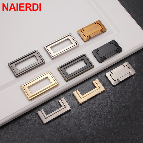 NAIERDI Zinc Alloy Tatami Hidden Wardrobe Handles Cupboard Pulls Black Drawer Knobs Furniture Handle Cabinet Knobs Handles ► Photo 1/6