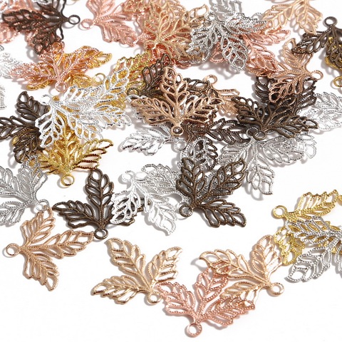 10Pcs Vintage Charms 26x23mm Copper Hollow Maple Leaf Metal Pendant Spacer Connector  Jewelry Findings DIY Necklace Earrings ► Photo 1/6