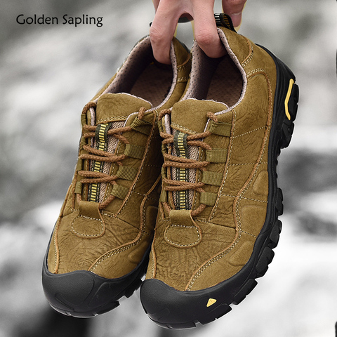 Golden Sapling Men Casual Shoes Fashion Genuine Leather Vintage Flats Soft Rubber Comfortable Retro Leisure Trekking Men's Shoes ► Photo 1/6