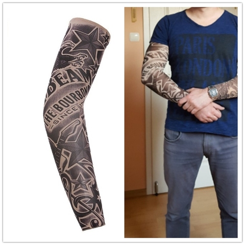 Summer Outdoor Cycling Sport Tattoo Sleeve Man Arm Warmers Mangas Para Brazo Cool Women's Long Arm Sleeves 3d Print Fake Sleeves ► Photo 1/6