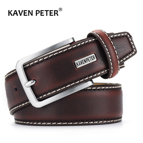 Fashion Men Belts Genuine Leather Luxury Designer Brown Vintage Waist Belt For Jeans Cinturon Cowboy Hombre Dropshipping ► Photo 1/6