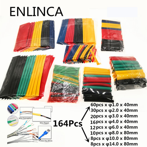 127-164pcs  Heat shrink tube kit Insulation Sleeving termoretractil Polyolefin Shrinking Assorted Heat Shrink Tubing Wire Cable ► Photo 1/4