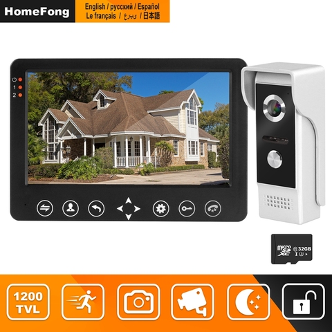 HomeFong video intercom 7 inch HD Wired video door phone Camera Support IR Night Vision motion sensor Doorbell for Home Security ► Photo 1/6