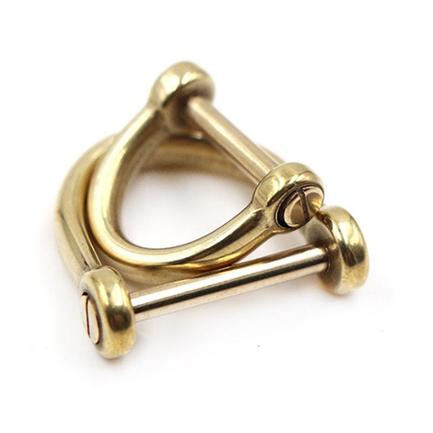 1 x Solid brass D shackle Clasp Metal Buckle Keychain Ring Hook screw pin joint Connecter Bag Strap Clasp Leathercraft Accessory ► Photo 1/6