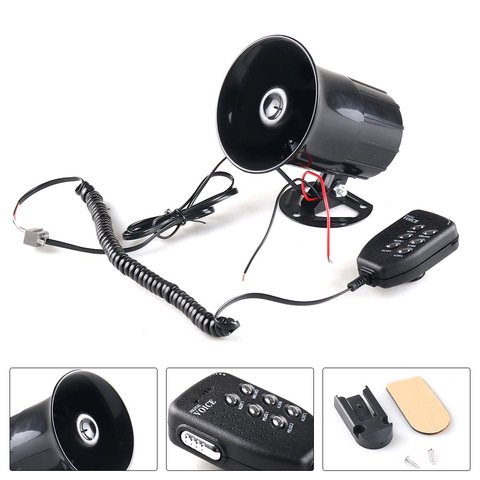 12V 50W 120dB 6 Sound Car Warning Alarm Loud Speaker Siren Air Horn Loudspeaker with MIC Microphone for Automobile Motorcycle ► Photo 1/6