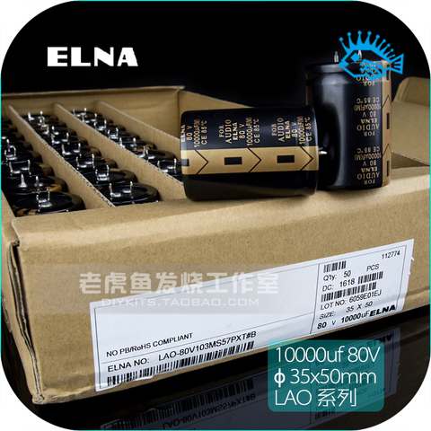 2pcs 80V10000UF 80V FOR AUDIO ELNA LAO series brand new original fever audio filter electrolytic capacitor 35x50mm ► Photo 1/2