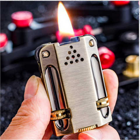 Classic Retro Torch Lighter Pure Copper Kerosene Lighter Flint Grinding wheel Oil Petrol Windproof Inflated Gasoline Lighter ► Photo 1/5