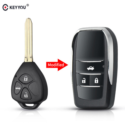 KEYYOU 3 Buttons For Toyota Corolla RAV4 Toy43 Modified Flip Folding Remote Blank Key Shell New Arrival 2022 ► Photo 1/6