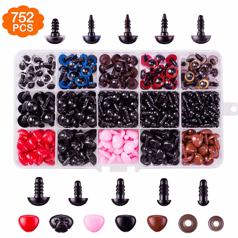 752PCS 6-14mm Plastic Crafts Safety Eyes For Teddy Bear Doll Eyes With Washers Soft Toy Snap Nose Puppet Doll DIY Accessories ► Photo 1/6