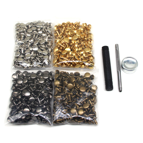 400 Sets Leather Rivets Double Cap Rivet Tubular 4 Colors Metal Studs with Fixing Tools for DIY Leather Craft/Clothes/Shoes/Bag ► Photo 1/6