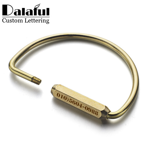 Dalaful Custom Lettering Keychains Unisex Pure Handmade Copper Keyrings Simple Brass Car Key Chain Ring Holder Men Women K353 ► Photo 1/6