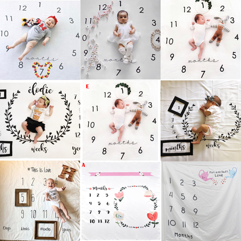 NEW Baby Monthly Growth Milestone Blanket photography props Newborn Background Cloth Commemorate Rug Girls Blanket Kids Shooting ► Photo 1/6