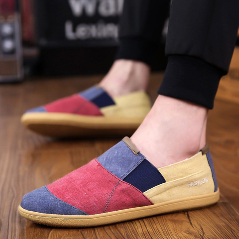 Fichames 2022 New Summer Fashion Splice Color Vulticolor Shoes Men Flat Loafers Casual Shoes 3 Colors ► Photo 1/6