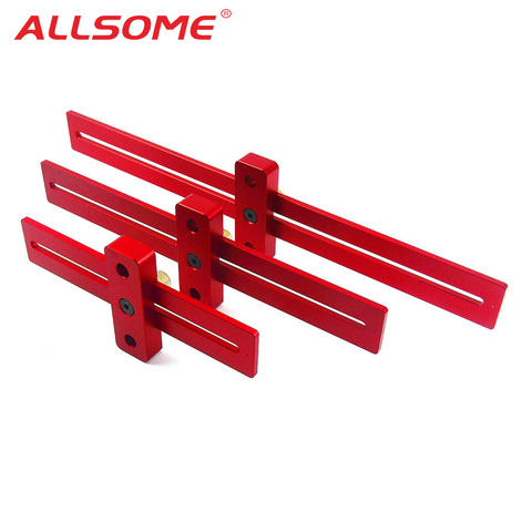 ALLSOME Aluminum Alloy 170/270/370mm Scale Measure Scribing Ruler Woodworking T-type Hole Ruler Marking Tool HT2539-2541 ► Photo 1/6