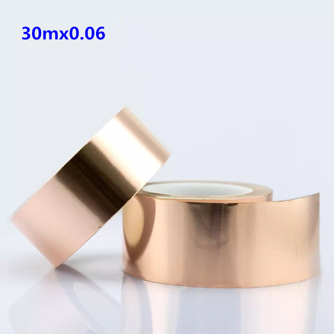 30M*0.06mm Thickness Single Electric Conduct Self-Adhesive Copper Foil Tape for Magnetic Radiation Electromagnetic Wave ► Photo 1/4