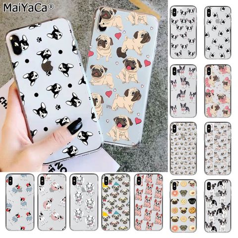 MaiYaCa Cute Pug French Bulldog Luxury Phone Cover for iPhone 11 pro XS MAX 8 7 6 6S Plus X 5 5S SE XR cover ► Photo 1/6