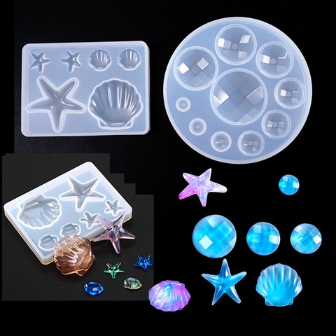 1 Pieces Diamond Ball Stone Starfish Shell Shaped Jewelry Tool Jewelry Mold UV Epoxy Resin Silicone Molds For Making Jewelry ► Photo 1/6
