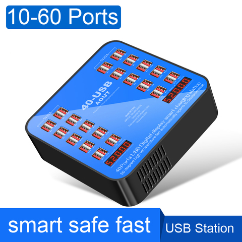 USB Charging Station 20 40 60 Multi Ports USB Hub Smart Wall Charger Fast Charging Station for iPad iPhone Tablet Cell Phone ► Photo 1/6