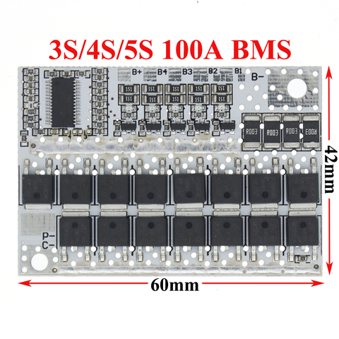 100A 5S 4S 3S BMS LMO/LiFePO4 LiFe Battery Protection Circuit Board Balance Integrated Circuits 100A 21V/18V ► Photo 1/6