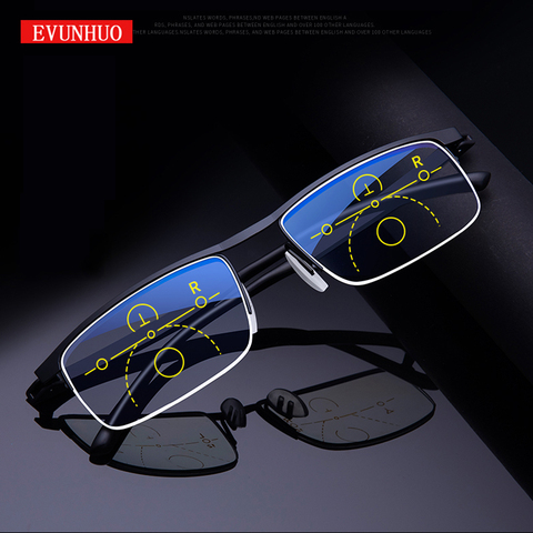 EVUNHUO Intelligent progressive reading glasses for men women near and dual-use Anti-Blue Light automatic adjustment Eyewear ► Photo 1/6