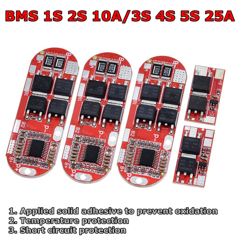 Bms 1s 2s 10a 3s 4s 5s 25a Bms 18650 Li-ion Lipo Lithium Battery Protection Circuit Board Module Pcb Pcm 18650 Lipo Bms Charger ► Photo 1/6