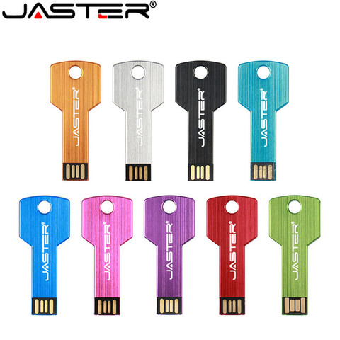 JASTER Metal key shape USB flash drive Memory stick keychain pendrive 4GB 8GB 16GB 32GB 64GB U disk gift (over 10 PCS free LOGO) ► Photo 1/6