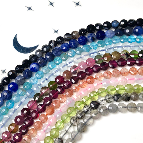 Wholesale Natural Stone Coin Loose Beads 4/6/8mm Faceted Tiny Crystal DIY Gem Beads For Jewelry Making Bracelet Free Shipping ► Photo 1/6