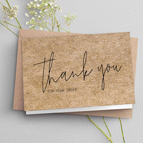 30pcs Natural Kraft Paper Thank You Card Enterprise Store Business Thank You Order Card Wholesale Custom Gift Decoration Card ► Photo 1/6
