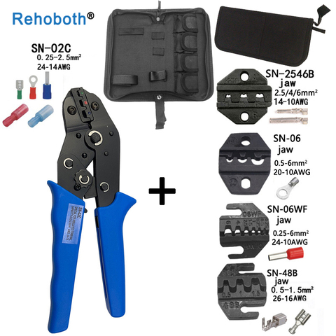 Crimping pliers kit package SN-02C 4 jaw for 0.25-2.5mm 24-14AWG Insulated Terminals and butt connectors Electric Clamp Tools ► Photo 1/6